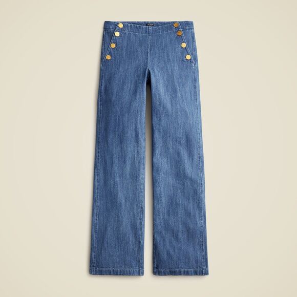 J. Crew Sailor Chambray Wide Leg Pants, Size 10 - Picture 1 of 7